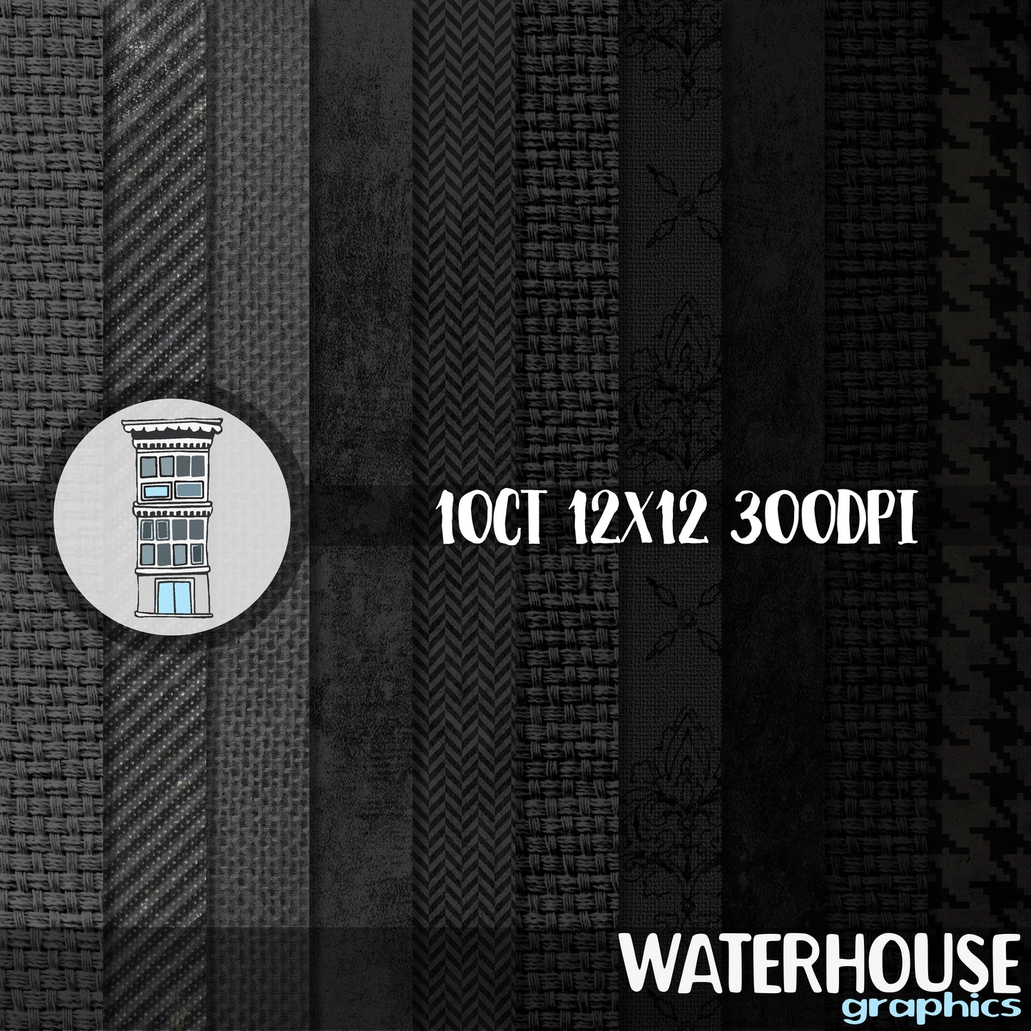 Black Digital Paper Pack INSTANT DOWNLOAD dark papers black gray textures & patterns burlap monks cloth herringbone houndstooth distressed