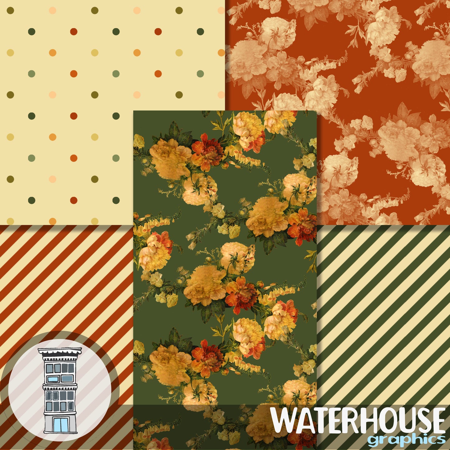 Antique Christmas floral Digital Paper Pack Scrapbooking vintage floral INSTANT DOWNLOAD Antique flower patterns Planner Printables Cards