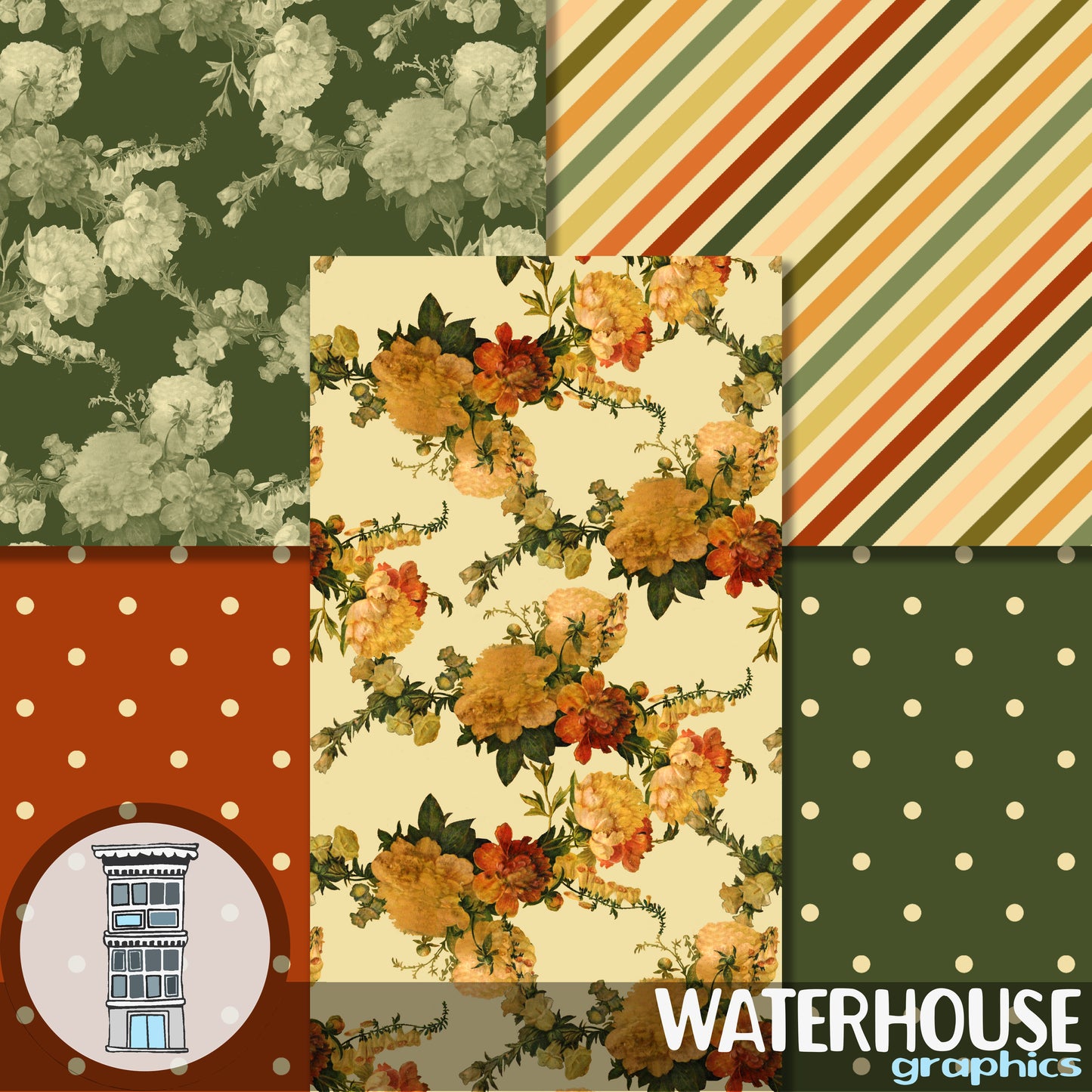 Antique Christmas floral Digital Paper Pack Scrapbooking vintage floral INSTANT DOWNLOAD Antique flower patterns Planner Printables Cards