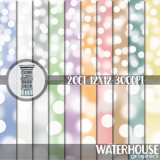 Bokeh Digital Paper Pack INSTANT DOWNLOAD Pastel Easter colors Spring backgrounds digital scrapbooking papers bokeh backdrops journal cards