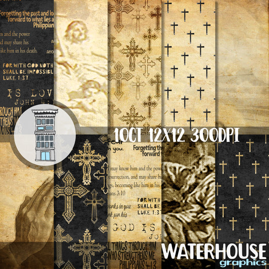 Antique Bible Digital paper pack INSTANT DOWNLOAD Religious digital papers digital scrapbooking journal vintage King James Holy Bible God